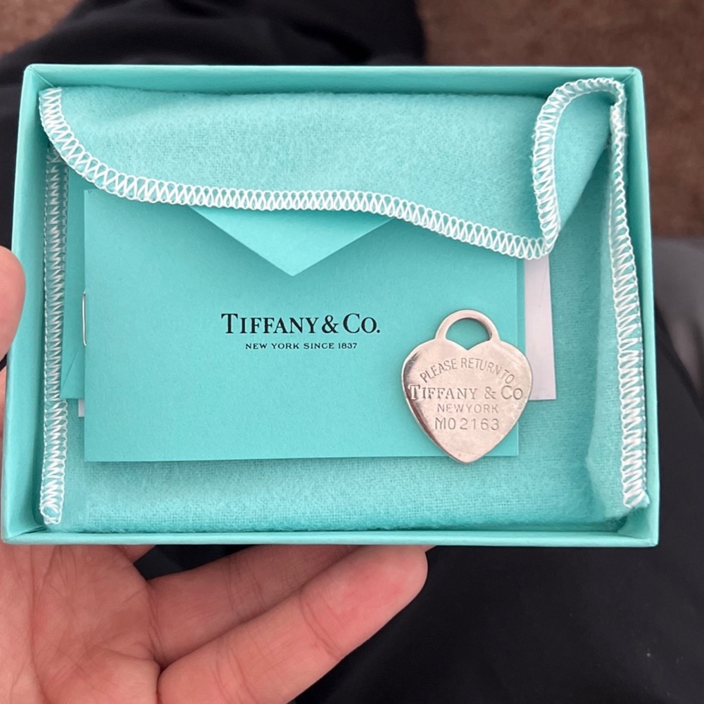 Please Return To Tiffany & Co Heart Tag Pendant Charm Large